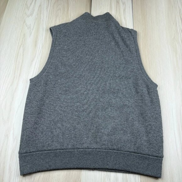 Vince Mens Gray Stand Up Wool Cashmere Sleeveless Full Zip Thick Vest Size XL - Picture 2 of 12
